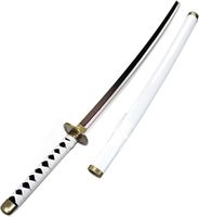 Samurai Ninja Wooden Sword Arme, Anime Noir Samurai Roronoa Zoro Cosplay Katana Couteau Sword Jouets pour Adolescents,Blanc