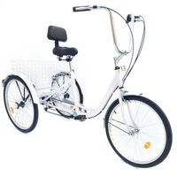 24" tricycle 6 vitesses adultes seniors tricycle vélos tricycle + panier
