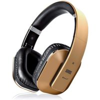 Casque Bluetooth Sans Fil Or Audio aptX LL - August EP650 - Micro, NFC, Pliable, Batterie 15h, Multipoint - Circum Aural - Doré