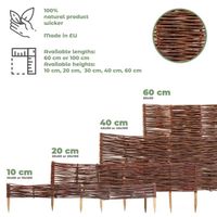 10 x Bordure de parterre en saule BOGATECO | Longueur 100 cm & Hauteur 20 cm | Bordure de pelouse en bois