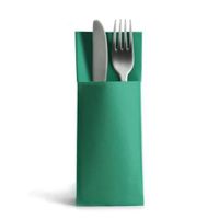 Serviettes de Table | CHIC® Airlaid | Vert | 50 Couverts poches  en Tissu 32 x 40 cm | La Serviette  Parfaite | Imitation Textile |