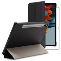 ebestStar ® pour Samsung Galaxy Tab S7 SM-T870 - Housse Tablette PU SmartCase + Film protection écran en VERRE Trempé, Noir