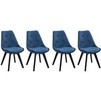 Lot de 4 chaises en velours NORA bleues avec coussin Bleu