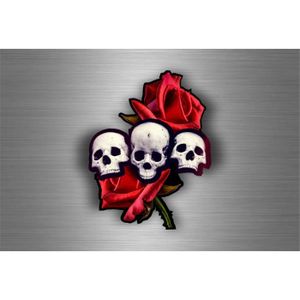 Autocollant sticker biker voiture moto casque as de pic motard tete de mort R3