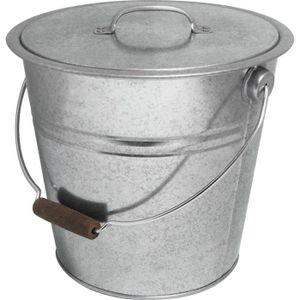 SEAU À CENDRE Seau cendres granulés ou compost avec couvercle 10 litres  Gris