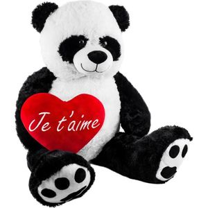 PELUCHE Peluche géante XXL - HENRY BRUBAKER - Panda Nounours - 100 cm - Cœur en Peluche 'Je t'aime'