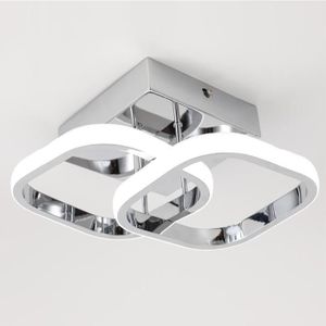 PLAFONNIER Plafonnier à LED Moderne Lampe de Plafond Carré 2 LED Blanc Froid (6000K) Luminaire pour Couloir Entrée Coucher Cuisine Salon