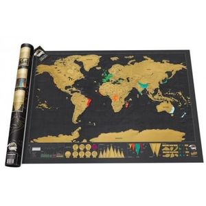 AFFICHE - POSTER Carte du monde à gratter noire/dorée