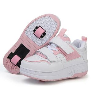 SKATESHOES Chaussures à Roulettes Enfants Rose Skateshoes Garons Filles Sneakers Double Roue - Mode Baskets