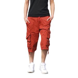 PANTACOURT Cargo pantacourt homme couleur unie multi-poches de Marque shorts hommes militaires de sport décontracté-Rouge