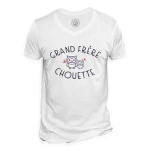 T-SHIRT T-shirt Homme Col V Grand Frère Chouette Famille M