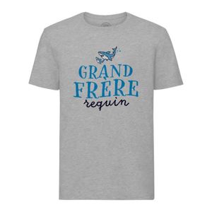 T-SHIRT T-shirt Homme Col Rond Gris Grand Frère Requin Fam