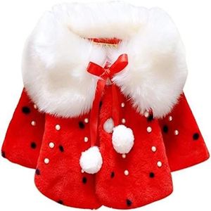 MANTEAU - CABAN Manteau d'hiver bébé fille, manteau de fausse fourrure, manteau d’hiver chaud, style petite princesse - rouge