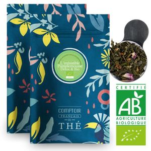 THÉ Comptoir français du thé - L'irrésistible pamplemousse détox - 2x100 grammes de thé vert au pamplemousse en vrac