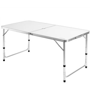 TABLE DE CAMPING Table de Camping Blanc Alm MDF Pliable avec poignée Transport 120x60x70cm Coffre Table de Jardin réglable Hauteur 3 Niveaux16