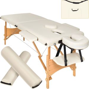 TABLE DE MASSAGE - TABLE DE SOIN TECTAKE Table de massage Portable Pliante 2 zones FREDDI Pliable et réglable en hauteur 210 x 95 x 62 - 84 cm - Beige
