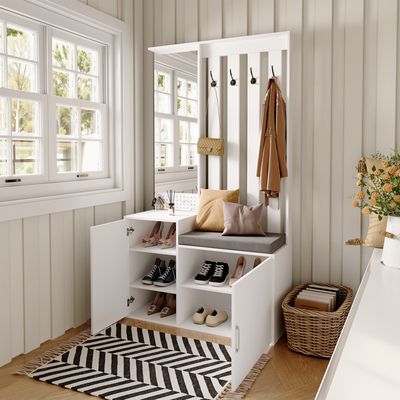 Banc de couloir BODO blanc et marron 114x40x45 cm - COMFORTXL | Leroy