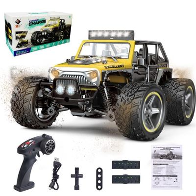 Allaugh Voiture RC Tout-Terrain 15 Km/h – LED, Batterie 1000 MAh – 2,4 GHz – Cadeau Enfant 6-12 Ans