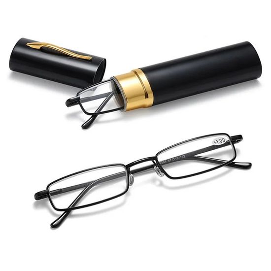 Lunettes De Lecture Demi-Monture Métal Noir LANLANG ME-003 - Charnières à Ressort Homme Femme