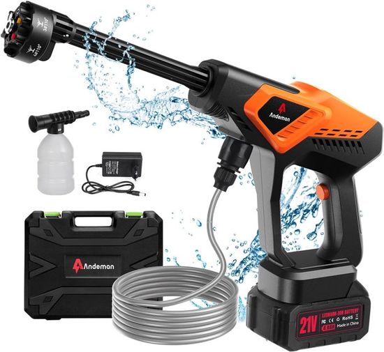 Nettoyeur Haute Pression Sans Fil 70 Bar – 2 Batteries 3,0Ah – Buse Réglable 6 En 1 – Débit 6L/min – Pour Voiture, Terrasse, Jardin - 5