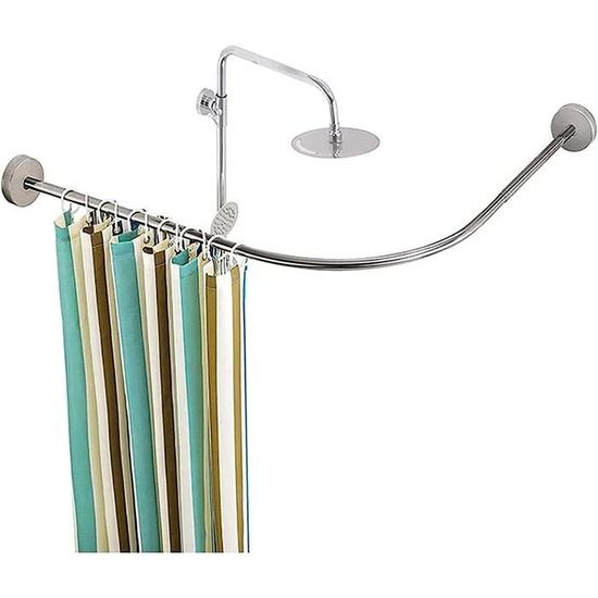 Tringle À Rideau De Douche Courbé En Sans Perçage Barre Rail De Douche