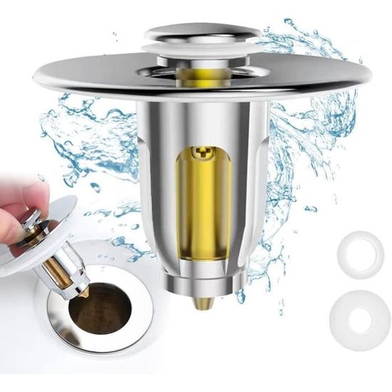 Bonde Lavabo Design Plage - Bouchon Universel 40mm Pour Système Tirette - Décoration Salle De Bain