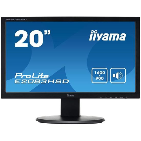 Iiyama Prolite E2083HSD-B1 Ecran PC LED 19.5" (49.4cm) 1600 x 900 plug play VESA DDC 2 B D-sub- DVI-D - Noir 2ms