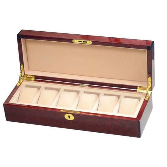 Coffret De Rangement Pour 6 Montres En Simili Cuir Marron Foncé - Neuf Avec étiquettes