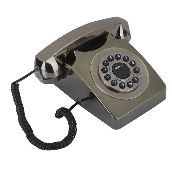 Téléphone Vintage Rétro, Ligne Téléphonique À Cordon Avec Cadran À L'Ancienne Fsk-Dtmf Téléphone