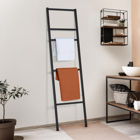 Porte-serviettes Sur Pied IDMarket Dallas - 3 Niveaux Métal Noir 45x21x85cm