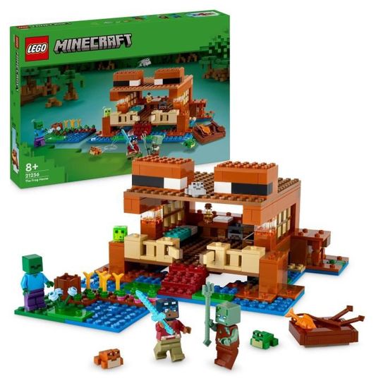 LEGO® 21256 Minecraft La Maison de la Grenouille, Jouet avec Figurines d'Animaux, Personnages : Zombie et Explorateur