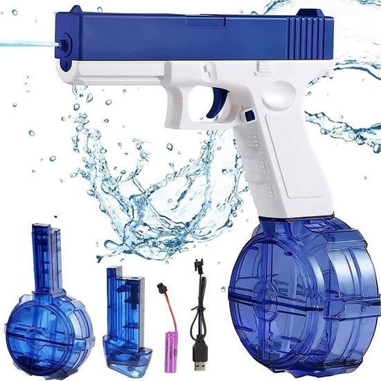 Pistolet à Eau électrique Puissant - Réservoir 434 Ml + 2 Recharges 58 Ml, Portée 8-10 M, Rechargeable USB - 6