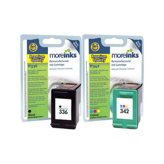 Pack 2 Cartouches Compatibles HP 336 XL Noir + 342 XL Couleur - NOPAN-INK - Pour DeskJet Série 5400, Etc.