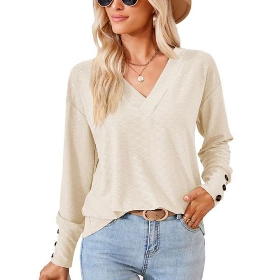 Pull Femme Col V Manches Courtes - Style Vintage Scolaire, Léger Et Respirant Pour L'été