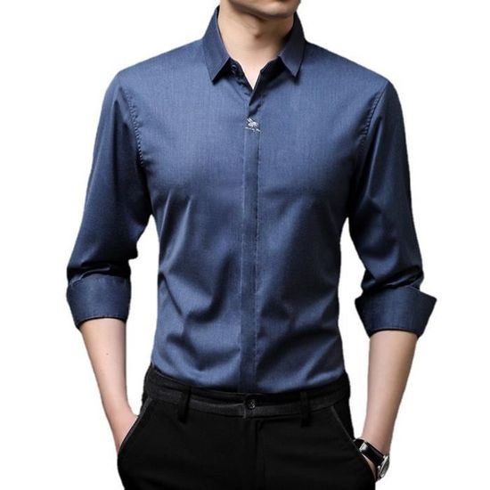 Chemise Habillée Pour Homme Infroissable Et Extensible | Manches Longues | Idéale Pour Le Bureau Et Les Occasions Décontractées - 7