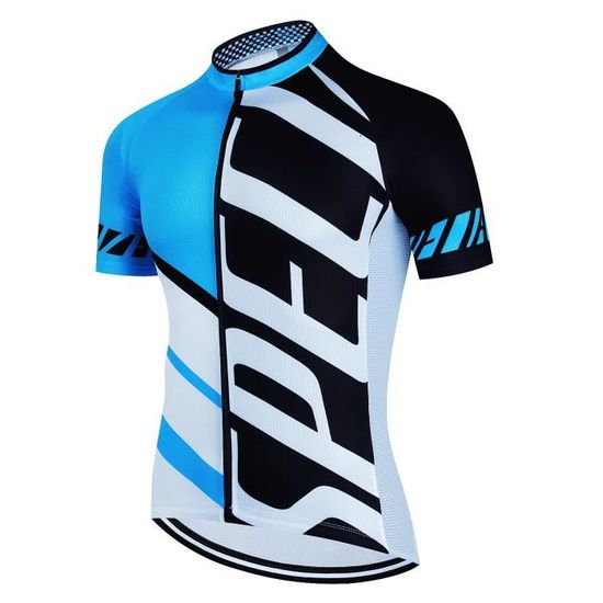 Maillot De Cyclisme Homme, Manches Courtes, Coupe Course, Tissu Respirant, Zip Intégral