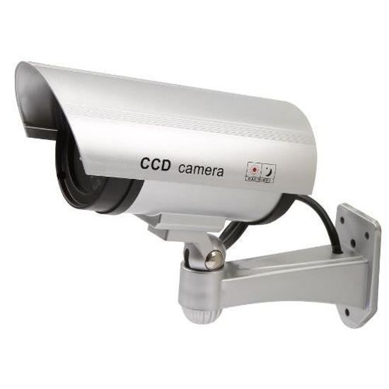Lot De 2 Caméras Factices Avec LED - Fausse Caméra De Surveillance Réaliste Pour Mur Et Plafond - Blanc