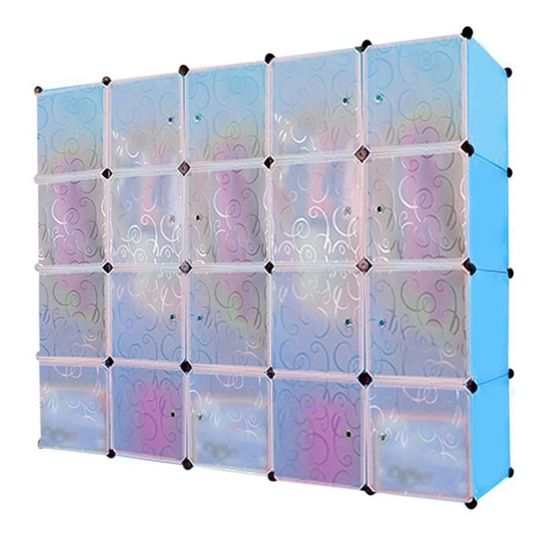 XMTECH Penderie avec Portes, Armoire de Chambre 12 Cubes, DIY Meuble de Rangement en Plastique