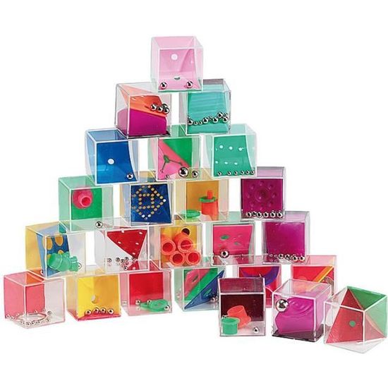 INTVN Lot de 24 Jeux de Patience pour Enfants Jeux de Patience Labyrinthe Convient aux Adultes et aux Enfants Mini Casse-Têtes Casse Tête Cube à Billes Jouets de Labyrinthe 3D 