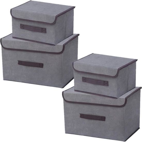 2 Boîtes De Rangement En Tissu NCRGB - Pliables, Avec Couvercle, Vert