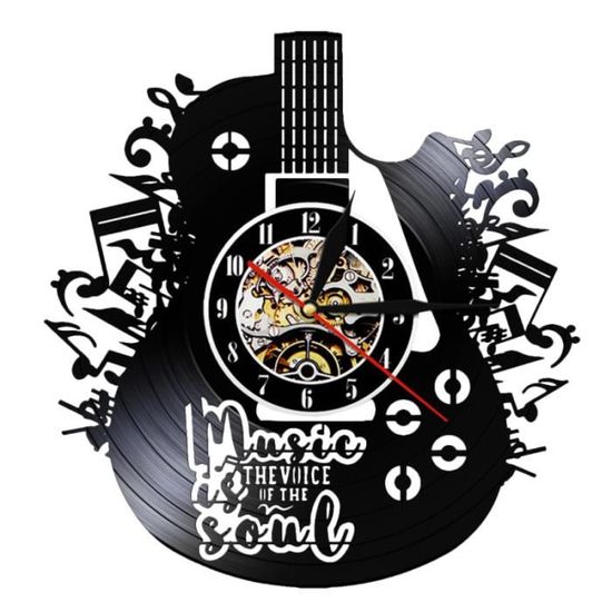 1pc disque vinyle horloge murale forme de guitare créative LED décorative sans lampe (comme indiqué)   HORLOGE - PENDULE