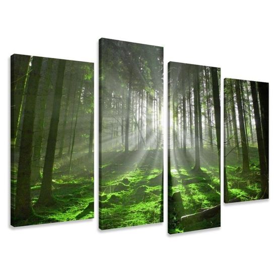 Toile Imprimée Forêt Arbres 130 X 80 Cm – Prête à Accrocher, Marque Visario