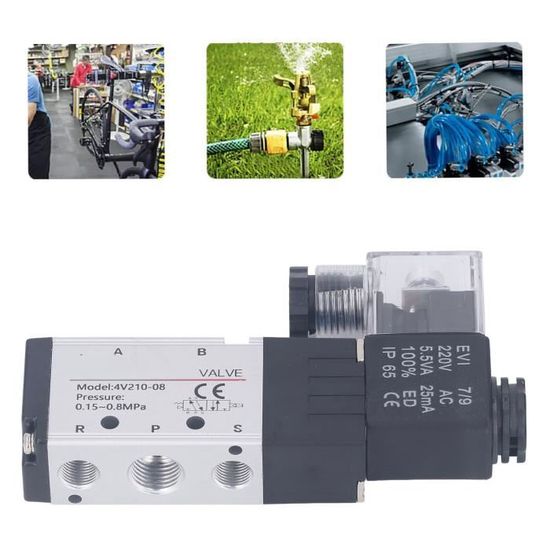 Électrovanne électrique pneumatique, 5 voies, 2 positions, contrôle