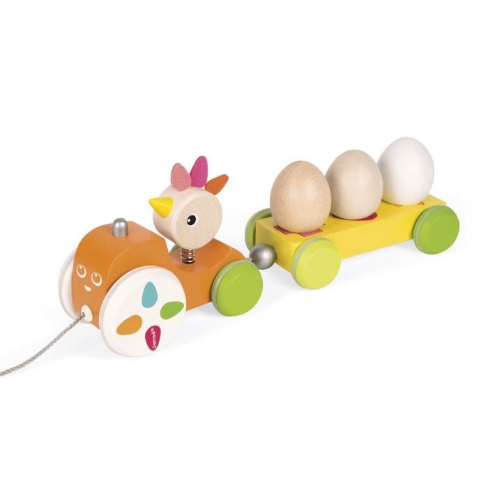 Poupon EHD3K Jura Jouets J08235 « tracteur Poule Janod Zigalos » Traîner Toy