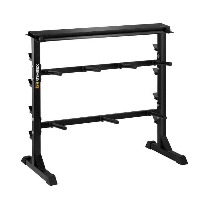 Support Pour Poids De Musculation Rack Rangement Barre Haltère Disque Gymrex GR-PL350 (3 Niveaux, 11 Branches, Acier, Argent, 350kg)