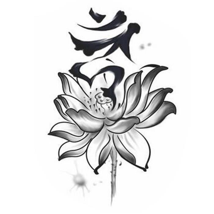 HT Motif Lotus Tatouages Autocollants Tatouages temporaires Faux Mode Tatouages Body - HTVSO827AA14606