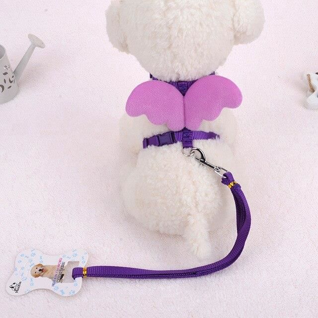 Laisses Colliers,Harnais ange pour chiens 6 couleurs Mignon, colliers pour chiens, chiot, colliers de plomb- Type purple-XS