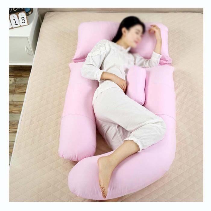 Détachable Coussin de Grossesse en Forme de G,Coussin de Maternité Ergonomique,Soutient Tout Le Corps,Rose,80x175cm