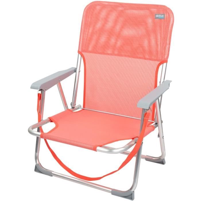 Chaise pliante basse en aluminium Aktive Beach - corail