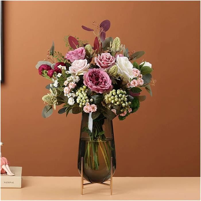 PLANTE ARTIFICIELLE jixi Bouquet de fleurs artificielles rétro haut de gamme, arrangements de fleurs séchée1010